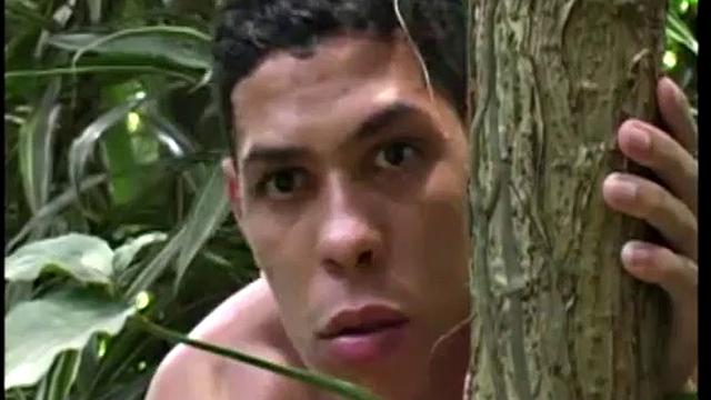 Andre Mello and Rafael Lucio are having sex in the jungle, while Ramon Mendez strokes his big cock a few meters away, until invited to join.