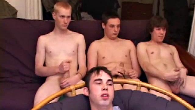 After the five boys strip off the clothes and stroke up their, they all start some serious stroking. Kaos goes down on Levi then Levi returns the favor and soon they both feed their cocks to Tapher.