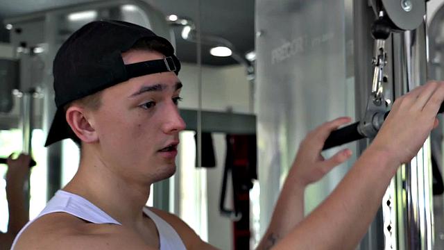 Public gym sex with straight jock