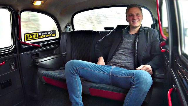 Blonde passenger gets her trimmed pussy pounded while giving a hot handjob