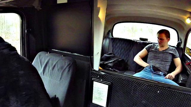 Blonde passenger gets her trimmed pussy pounded while giving a hot handjob