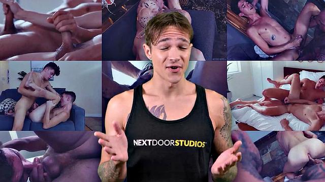 смотри, как два качка жарят мужика в душе втроем