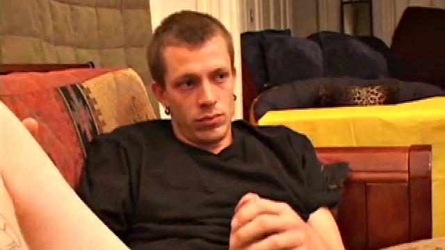 Serious stroker Shane shows up to give a lesson in splooge soaring. He toys with his precum and uses it to lube up his, before finger fucking himself.