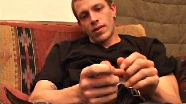 Serious stroker Shane shows up to give a lesson in splooge soaring. He toys with his precum and uses it to lube up his, before finger fucking himself.