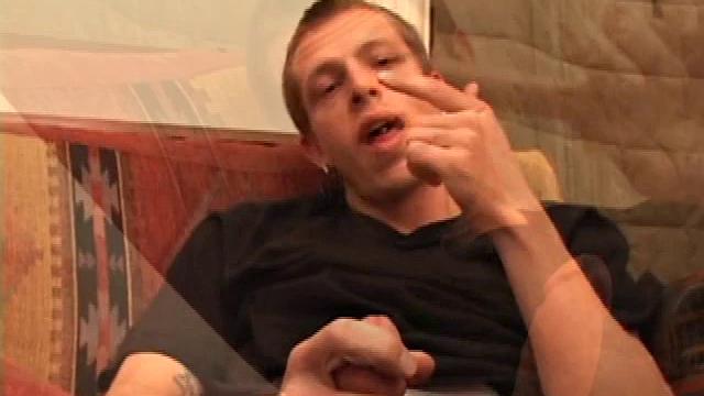 Serious stroker Shane shows up to give a lesson in splooge soaring. He toys with his precum and uses it to lube up his, before finger fucking himself.