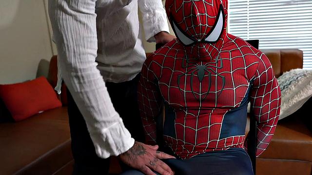 Real therapist assfucking bottom in spiderman costume