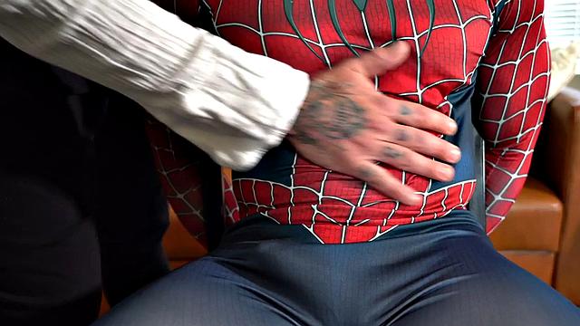 Real therapist assfucking bottom in spiderman costume