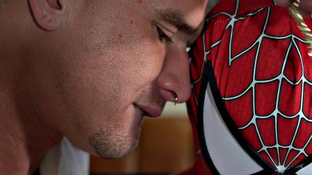 Real therapist assfucking bottom in spiderman costume