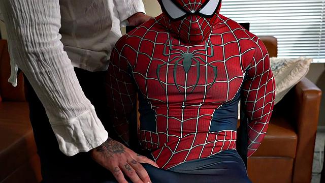 Real therapist assfucking bottom in spiderman costume