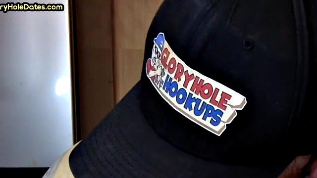 Cum greedy gloryhole DILF sucks in homemade closeup