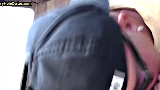 Cum greedy gloryhole DILF sucks in homemade closeup