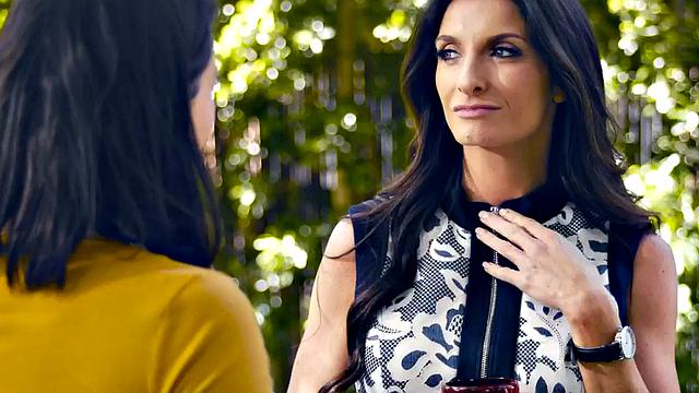 Busty outdoor dykes enjoy pussyeating on table