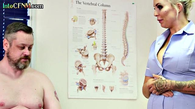 CNFM nurse wanking small chubby cock guy