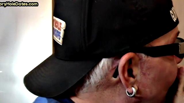 Gloryhole DILF barebacked at home after BJ in closeup