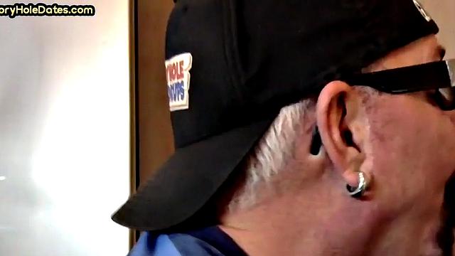 Gloryhole DILF barebacked at home after BJ in closeup