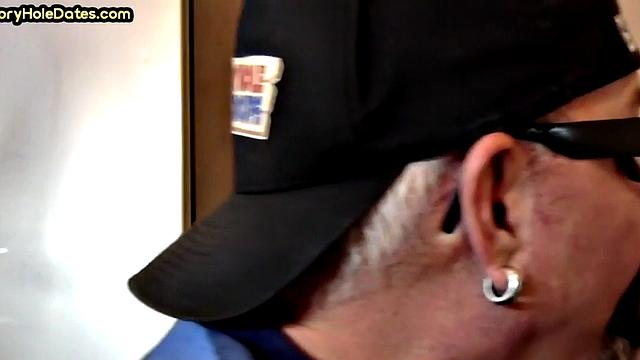 Gloryhole DILF barebacked at home after BJ in closeup