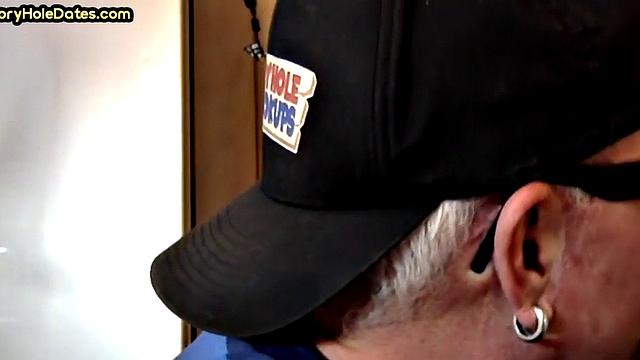 Gloryhole DILF barebacked at home after BJ in closeup