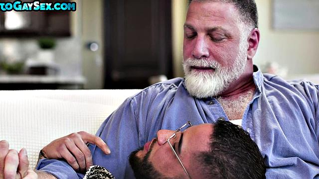 Inked and pierced hunk fucked in 3way by BF and daddy