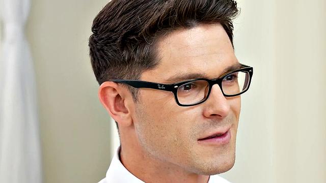 Geeky stud dominated by coed before fisted in classroom