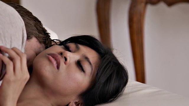 Deepthroat Asian babe with medium tits pussybanged on couch