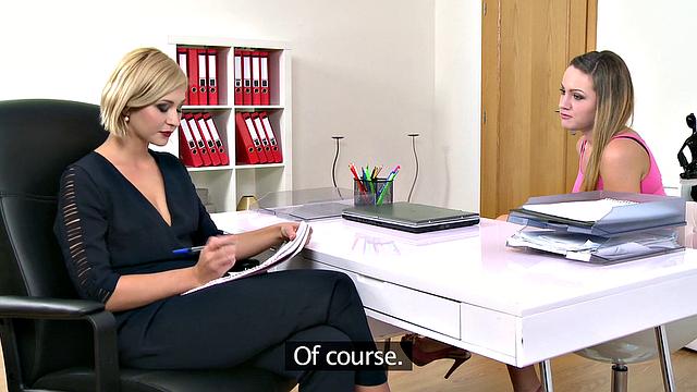 Hot lesbians in high heels seduce each other with their small tits and wet pussies