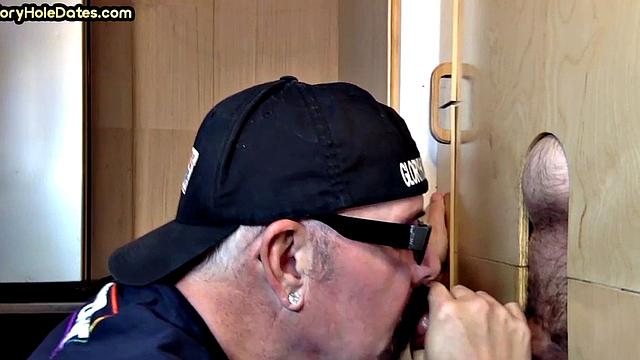 Gloryhole DILF Takes and Sucks Cock in Homemade Video