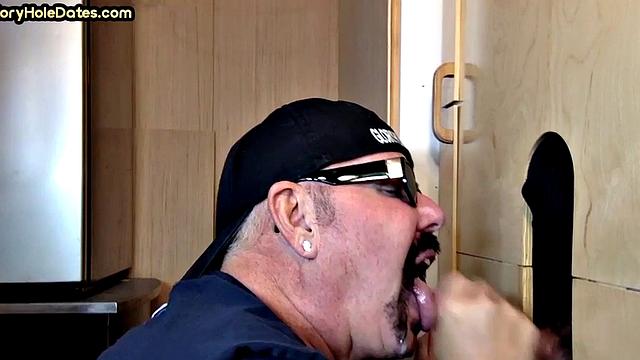 Gloryhole DILF Takes and Sucks Cock in Homemade Video