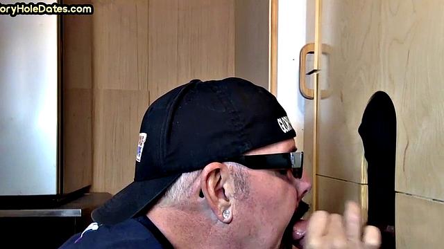 Gloryhole DILF Takes and Sucks Cock in Homemade Video