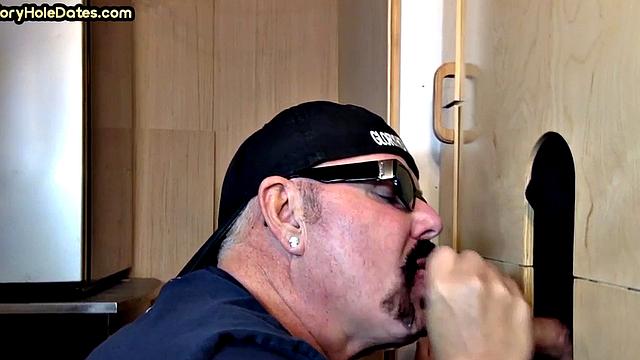 Gloryhole DILF Takes and Sucks Cock in Homemade Video