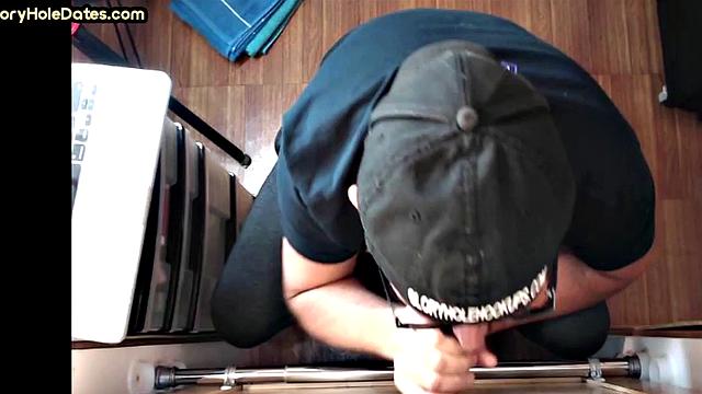 Gloryhole DILF Takes and Sucks Cock in Homemade Video