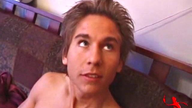 Brock Labelli is feeling a bit horny so he lubes up his stiff dick and begins stroking. But soon he ends up sucking on a crewmember's cock. Brock coaxes out a monster load from the guy, andthen explodes his own messy nut. Short interview follows.