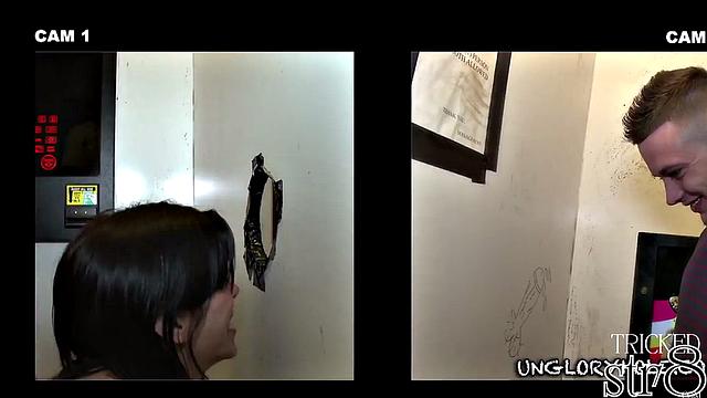 Cocksucking gloryhole gay made straight guy cum in his mouth