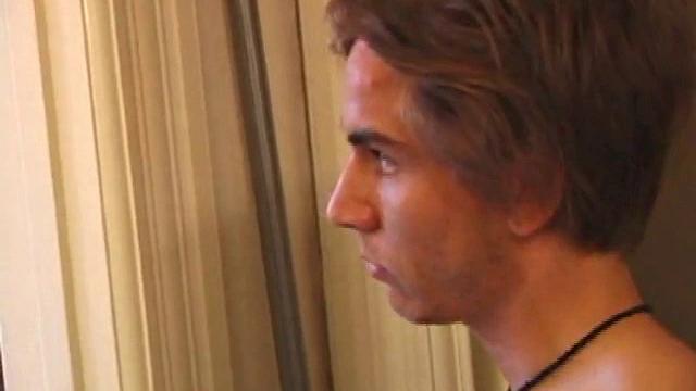 Stripped and Tuned Into a Porn Video, Scruffy Brock Strokes his Stiff Cock