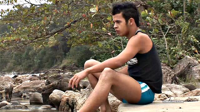 While enjoying the day on a beautiful South American island, Cristian and Junior find a secluded patch of sand to get naked and have fun.