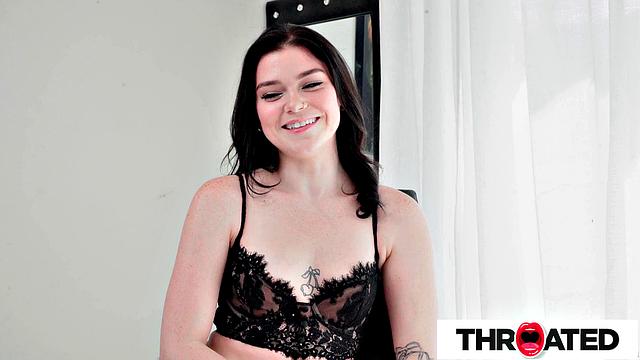 Throated - SEE A HOT BRUNETTE Get Face Fucked & Throated Hard