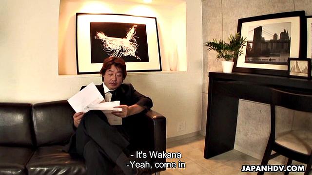 Lovely brunette, Ayumi Wakaba might enjoy an office threesome