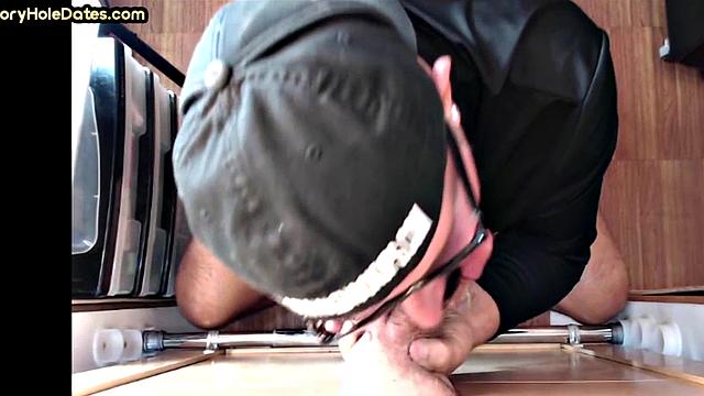 Gloryhole cum in mouth DILF sucks rod in homemade oral