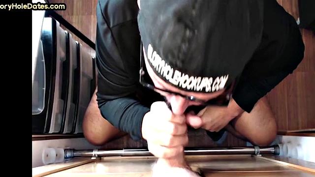 Gloryhole cum in mouth DILF sucks rod in homemade oral