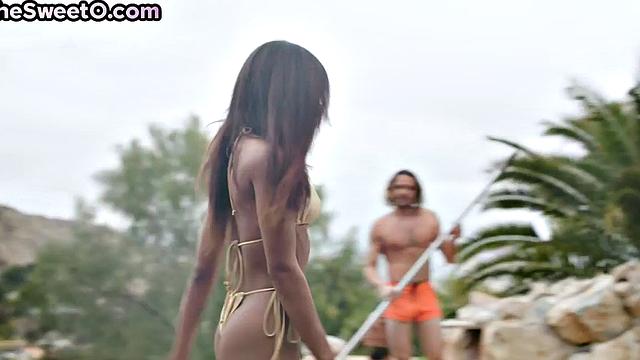 21yo ebony babe bounces on lover's cock and takes cumshot