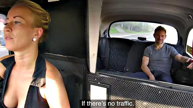Watch this tattooed blonde taxi driver get her tight pussy drilled by her horny passenger
