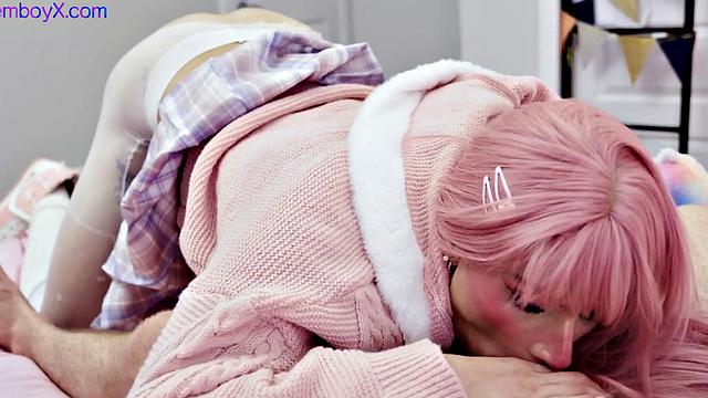 College uniform femboy fucked in butt by jock BF