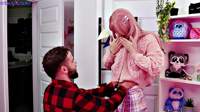 College uniform femboy fucked in butt by jock BF