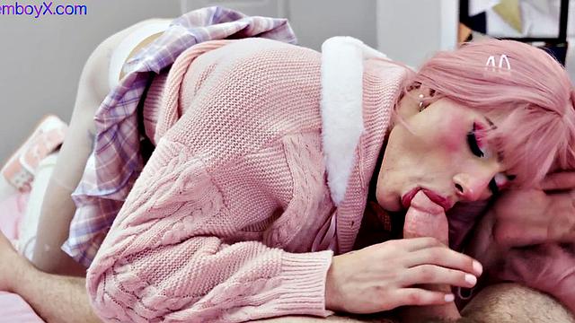 College uniform femboy fucked in butt by jock BF