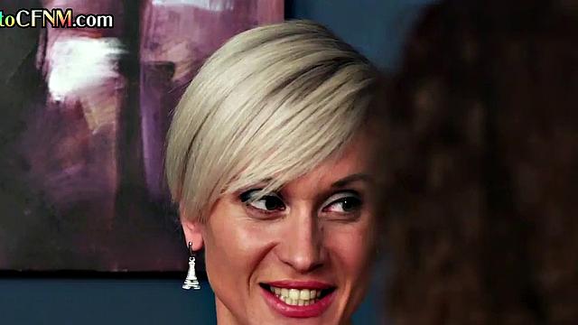 CFNM British babes give group handjob to lucky guy