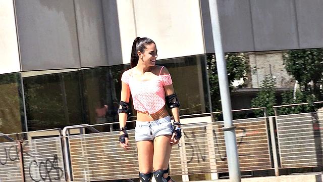 Rollerblading Latina Gets Pounded