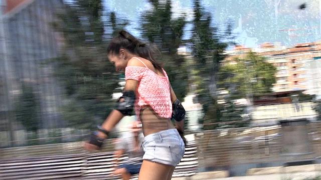 Rollerblading Latina Gets Pounded