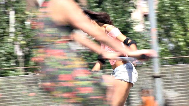 Rollerblading Latina Gets Pounded