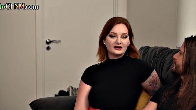 CFNM femdom British babes give group blowjob at home