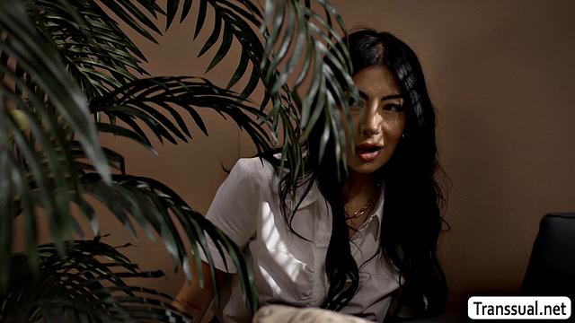 Taking a Ride on my TS Boss's Horny Cock in Her Office