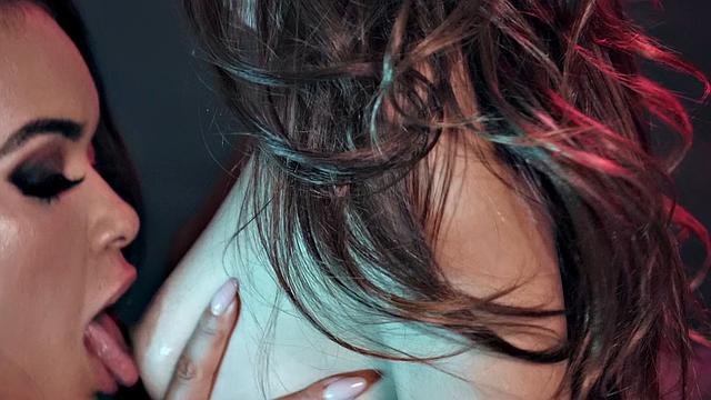 Puffy nipples and bald pussy in stockings get hot and heavy in a hot 69 session